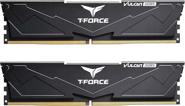 TEAMGROUP T-Force Vulcan DDR5 32GB (2x16GB) 6000MHz (PC5-48000) CL38 Desktop Memory Module Ram (Black) for Chipset 600 700 Series XMP 3.0 Ready - FLBD532G6000HC38ADC01